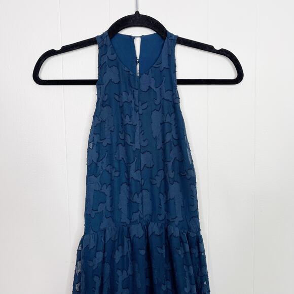 Urban Outfitters Kimchi Blue Julianna Tiered Maxi Dress XS T Back Blue Jacquard - Picture 2 of 15